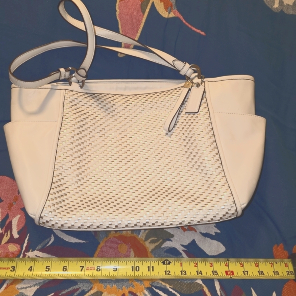Coach Cream Woven Shoulder Bag